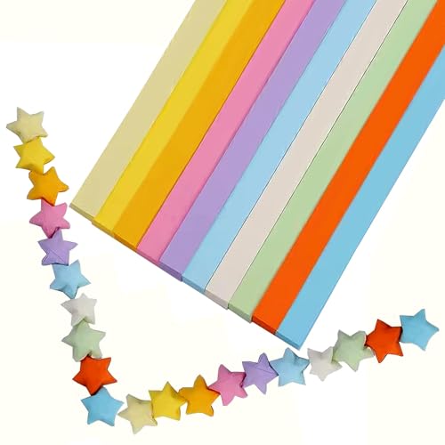 Hvogvok Origami Paper Stars, Colorful Handcraft Origami Lucky Star Paper DIY Paper Arts Creativity Hand Art Crafts (10-color mix (1350) sheets) - Image 1