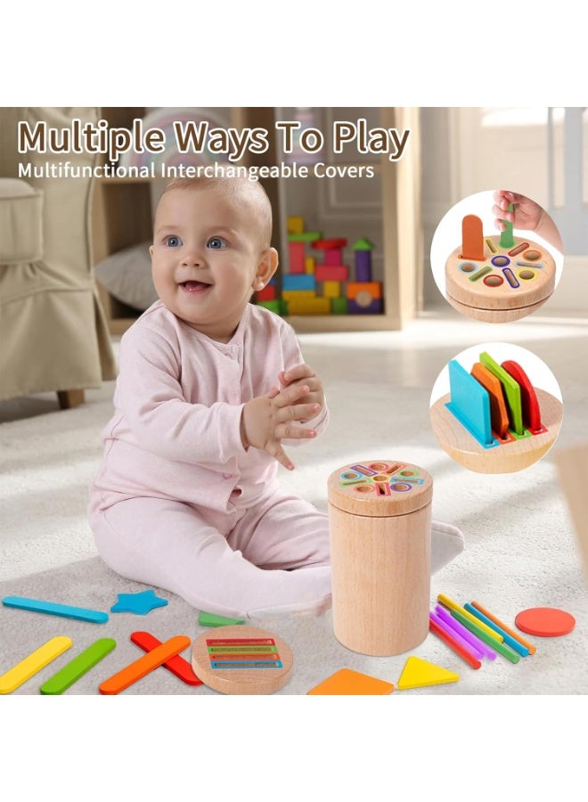 Soofam 3-in-1 toys (suitable for children aged 1-3), wooden color classification toys, wooden drawer box toys for toddlers, preschool learning activity educational matching games, sensory toys suitable for children aged 1-3 - Image 4