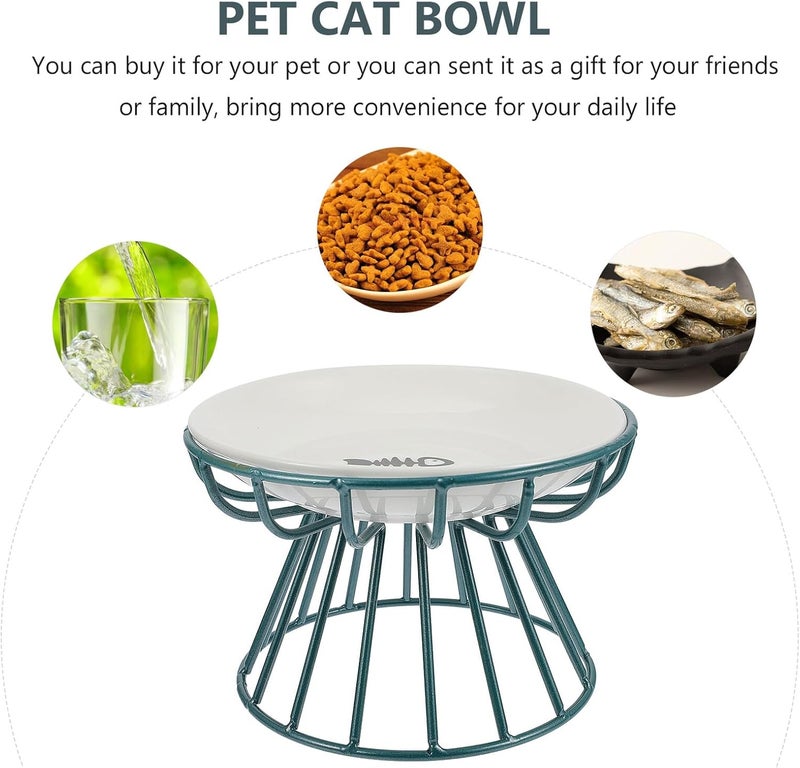 Pet Ceramic Raised Cat Bowl and Puppy Food Dish Set with Fishbone Rack, Whisker Relief Design, Elevated Feeding Station for Indoor Cats and Kittens – 2 Pieces (Ceramic Bowls - Image 3
