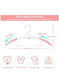 Excefore Toddler Hangers, 12 Pack 11" 14.6" Inch Size Adjustable Children's Heavy Duty Plastic Baby Clothes Hanger with Hooks, Non-Slip Stackable Hangers Kids Adult, Rainbow Color  - Image 3