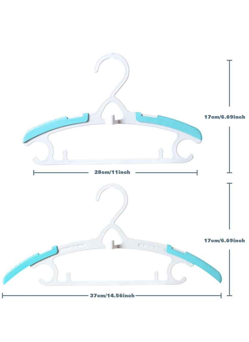 Toddler Hangers, 12 Pack 11" 14.6" Inch Size Adjustable Children's Heavy Duty Plastic Baby Clothes Hanger with Hooks, Non-Slip Stackable Hangers Kids Adult, Rainbow Color