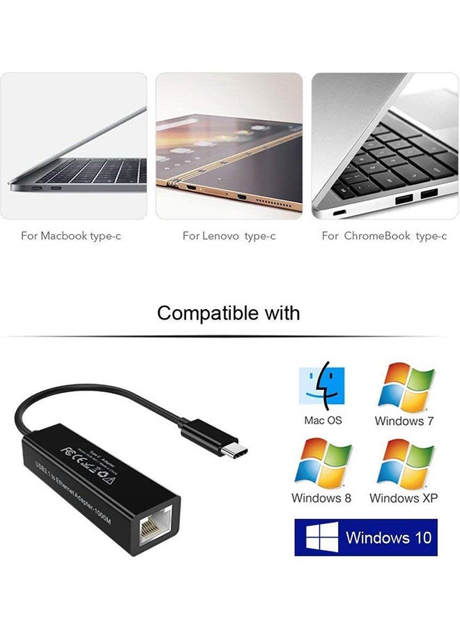 CHOETECH Usb 3.1 Type C Togigabit Ethernet Lan Network Adapter Black - Image 5