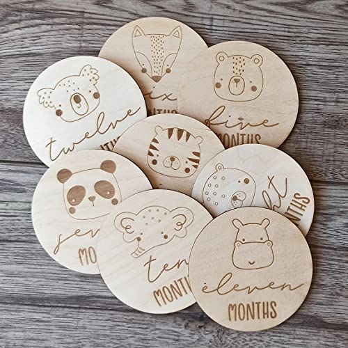 Haoser Baby Photography Props - Baby Gift Set, 12 Pcs Baby Monthly Milestone Wooden Card Infants Photography Props Kids Newborn Shower Gifts - Image 3