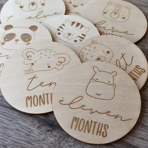 Haoser Baby Photography Props - Baby Gift Set, 12 Pcs Baby Monthly Milestone Wooden Card Infants Photography Props Kids Newborn Shower Gifts - Image 2