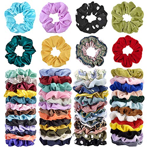 Cehomi 52 Pcs Velvet Hair Scrunchies Hair Bands for Women or Girls,Elastic Soft Ponytail Holder Hair Ties for Birthday, Party, Thanksgiving, Christmas - Image 1