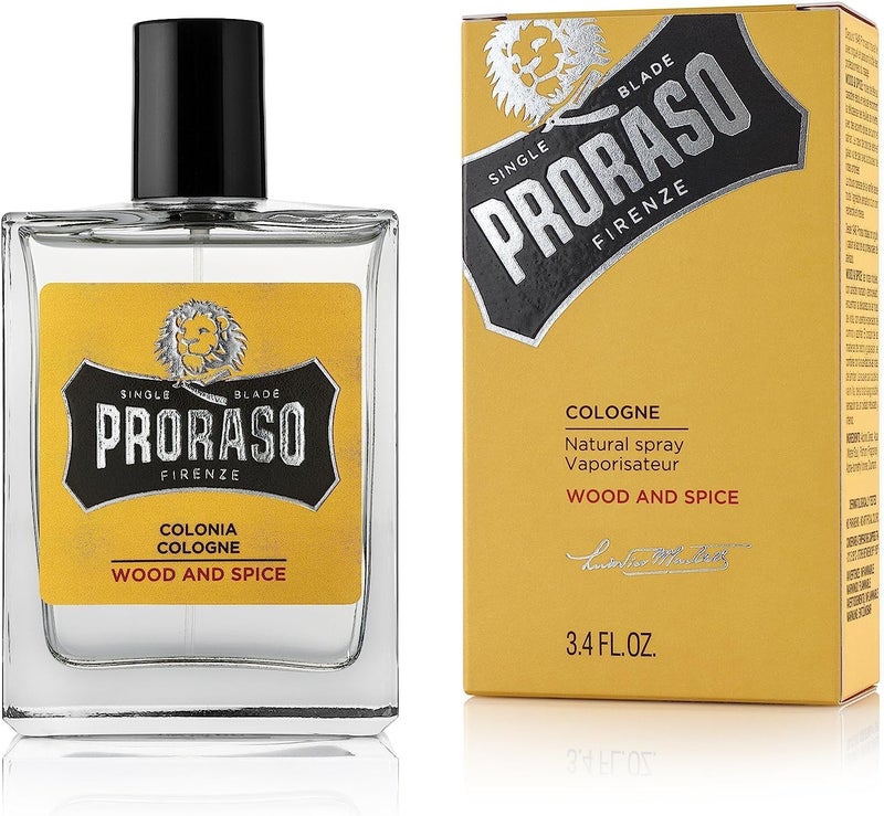 Proraso Cologne Wood and Spice 100ml Mens Fragrance with Earthy and Warm Notes Made in Italy - Image 1