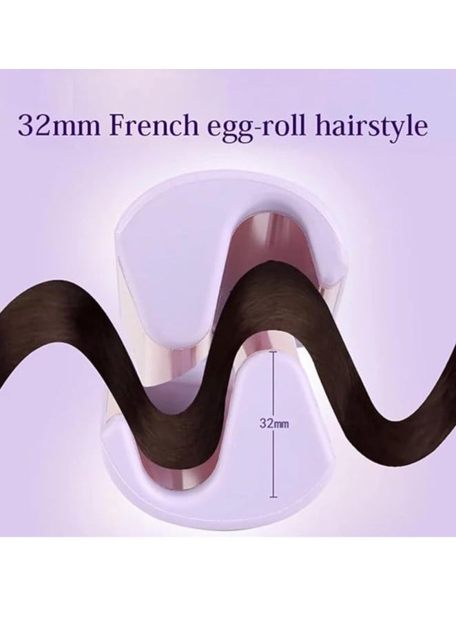 French Wave Curling Iron, Romantic French Egg Roll Curling Iron,Water Ripple V-Shape Ceramic Big Waves Hair Crimper ，Adjustable Temperature Hair Curler - Image 2