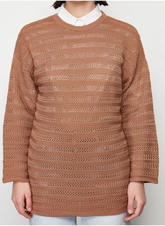 trendyol Brown Openwork/Hole Knitwear Sweater TCTSS24AK00001  - Image 5