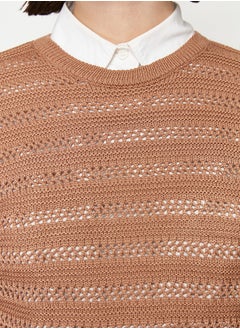 trendyol Brown Openwork/Hole Knitwear Sweater TCTSS24AK00001  - Image 4