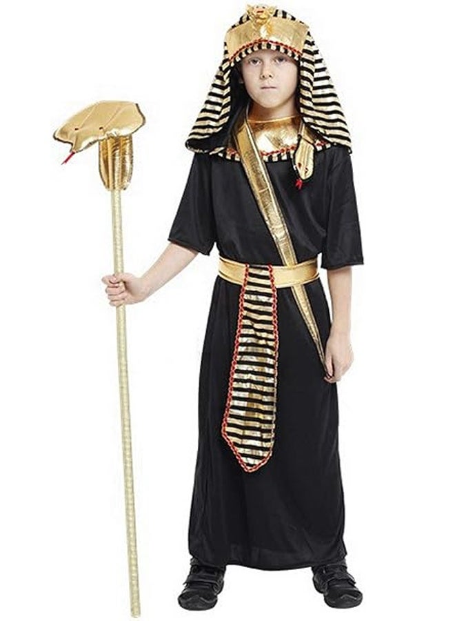HALAMODO Boys' Kids Egyptian Pharaoh Halloween Cosplay Costume Set - Premium Tunic with Gold Accents, Matching Headpiece, Belt & Cuffs - Ideal for Role Play, School History Projects, Themed Parties - Comfortable, Durable Fabric - Available in Multiple Sizes - Image 4