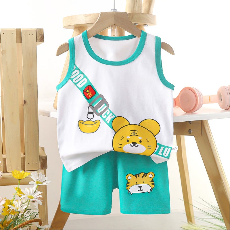 Kids Cotton Vest Set Summer 2024 E21-Money Tiger 