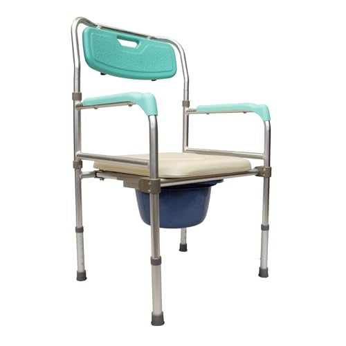 Rehamo Comy WBA Bedside Commode - Soft Seat, Folding Aluminum Frame, Armrest & Backrest, Removable Bin with Lid | Easy to Clean, Water-Resistant | Men & Women, Adults, Patients - Image 2