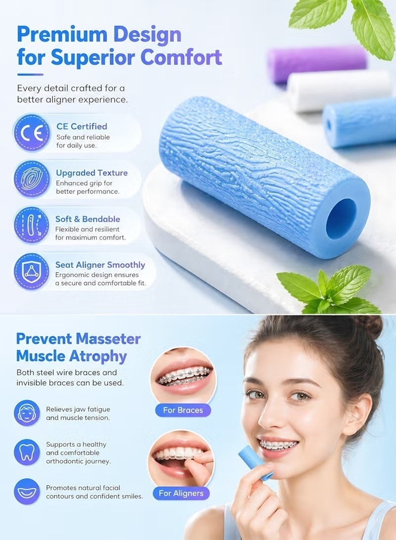 Yigate 6 Pieces Aligner Chewies, Medical Grade Silicone Orthodontic Chompers Aligner Trays Seaters Chewies for Invisalign Aligners, Mint, Strawberry, Original, Free Carry Case for Travel and Storage - Image 2