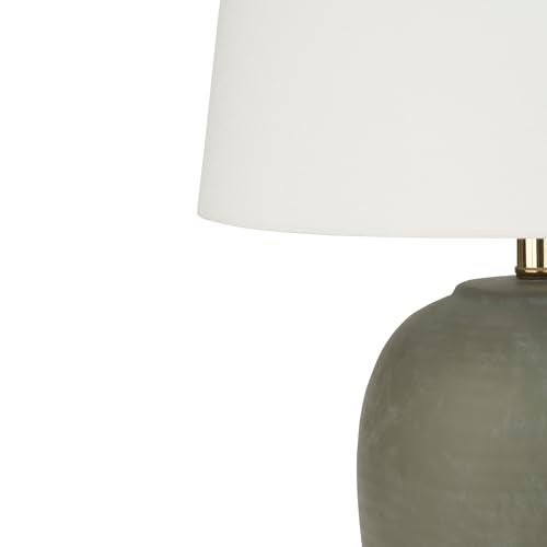 Nourison Home 23" Olive Green Ceramic Pot Table Lamp for Bedroom, Living Room, Dining Office, with White Tapered Drum Shade - Image 5