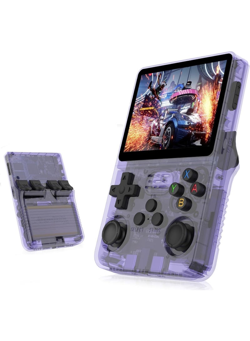 Handheld Game Console, 3.5-Inch IPS Screen, Retro Gaming, 3500mAh Battery, Built in 20000+ Games, 64G Storage, R36S - Purple - Image 1