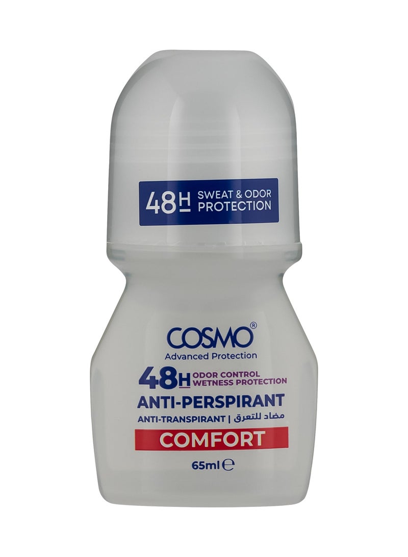 Cosmo Skin Care Comfort Antiperspirant Roll On 65ml, 48H Protection, Anti-Transpirant, Sweat & Odor Control, Wetness Protection, Deodorant