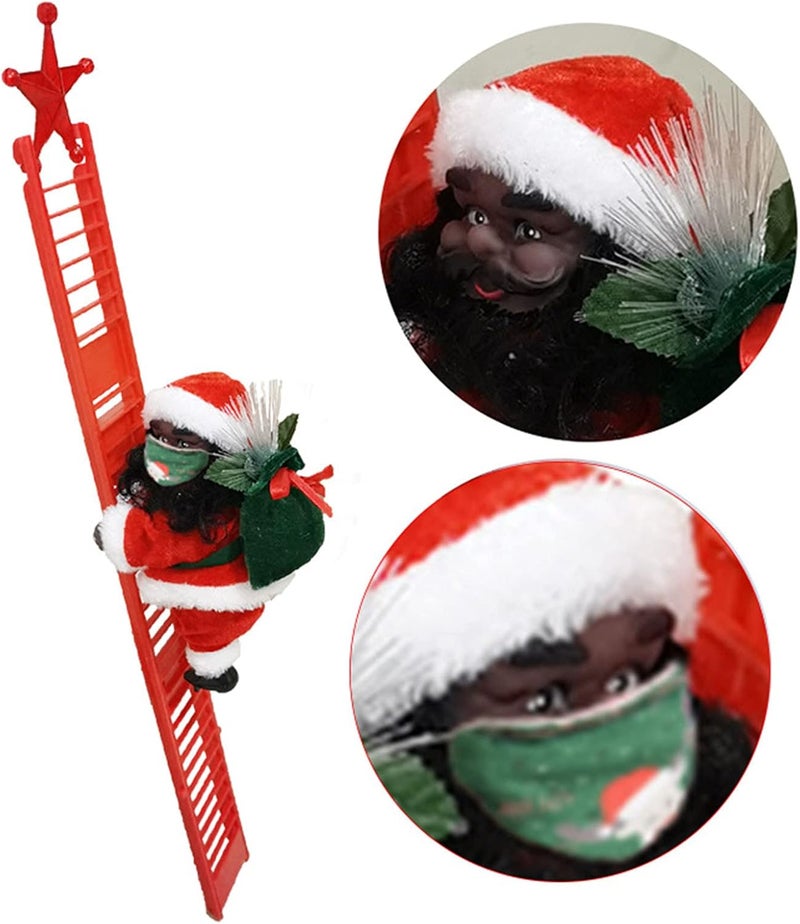 woobles Electric Climbing Santa Claus On Beads, Moving Hanging Christmas Figure Doll, Santa Claus Xmas Novelty Figurine Ornament With Music, Indoor Outdoor Decoration For Party Home Tree Home Door (#2) - Image 1