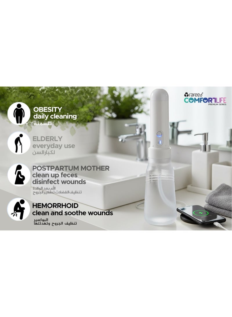 Rafeed Portable Electric Bidet, USB Rechargeable Personal Bidet Sprayer, 400ml Travel Bidet with Dual Water Pressure, IPX6 Waterproof, White - Image 4
