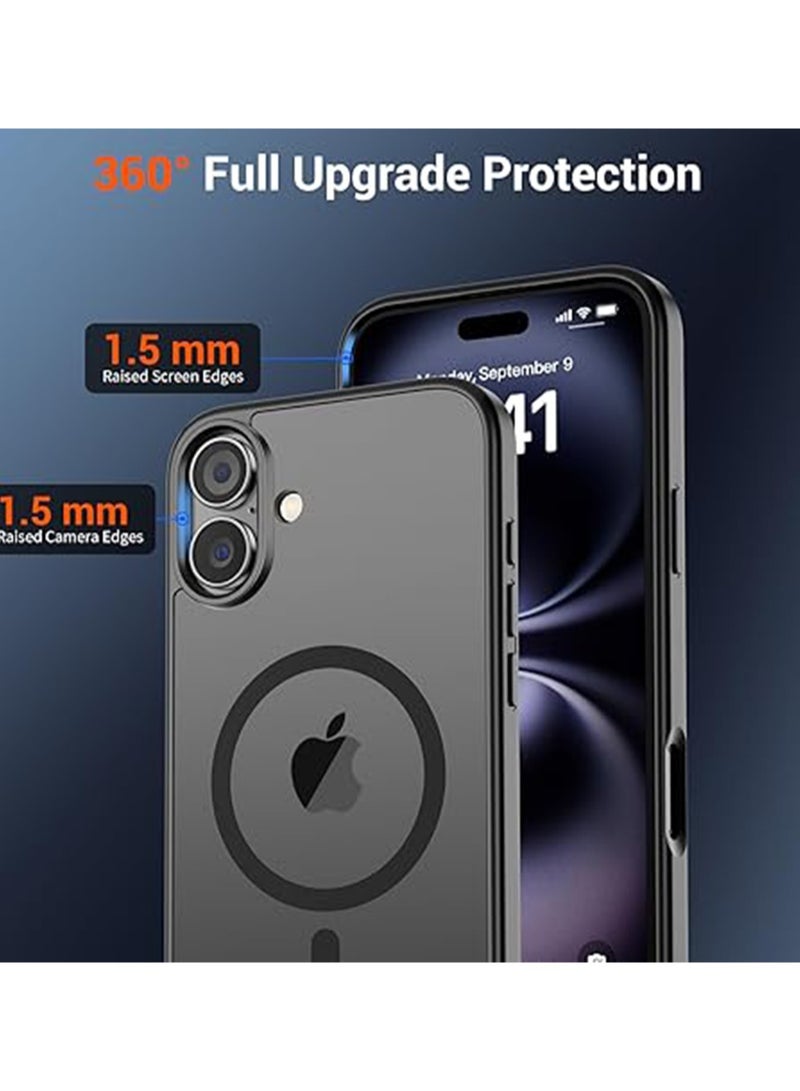 WRISTWISE Case for iPhone 16 (Military Grade Drop Protection) Translucent Matte Shockproof with Anti-Fingerprint Phone Cover,Black - Image 2