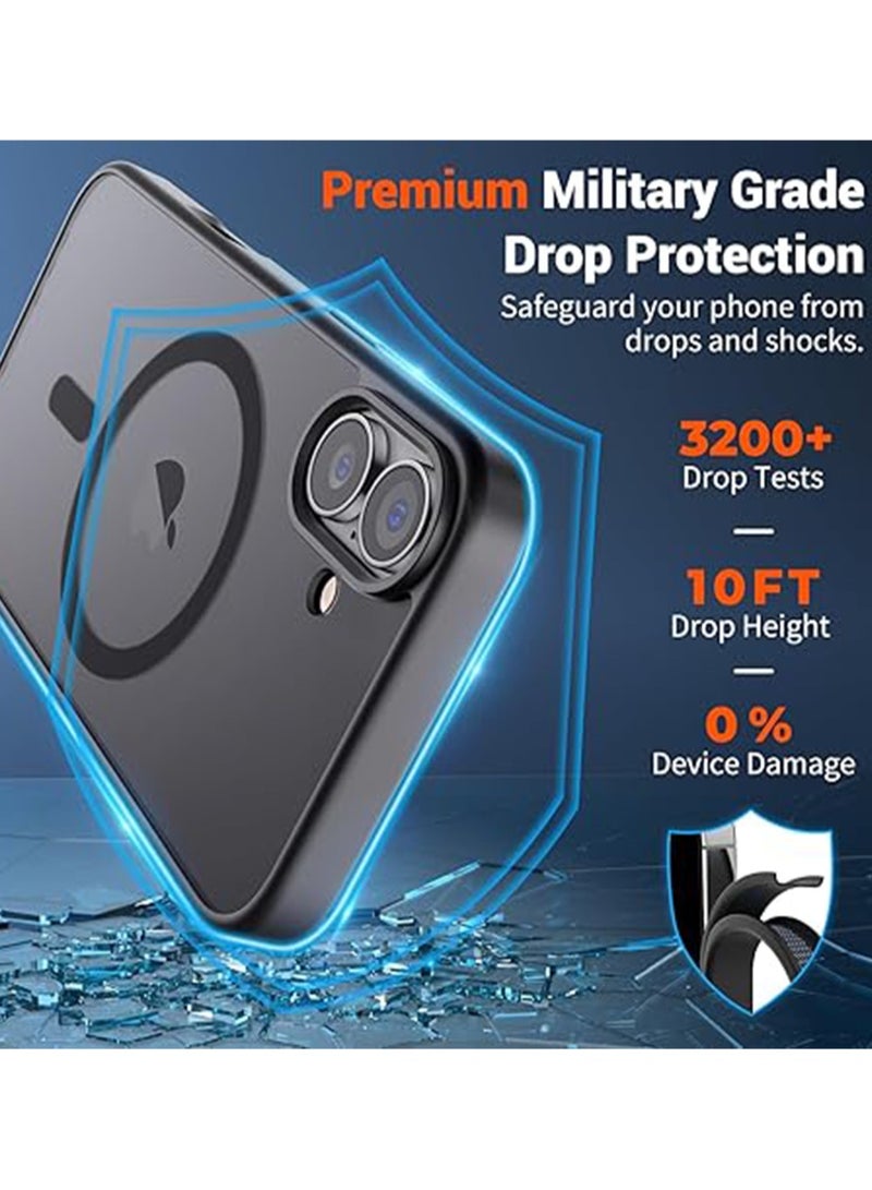 WRISTWISE Case for iPhone 16 (Military Grade Drop Protection) Translucent Matte Shockproof with Anti-Fingerprint Phone Cover,Black - Image 3