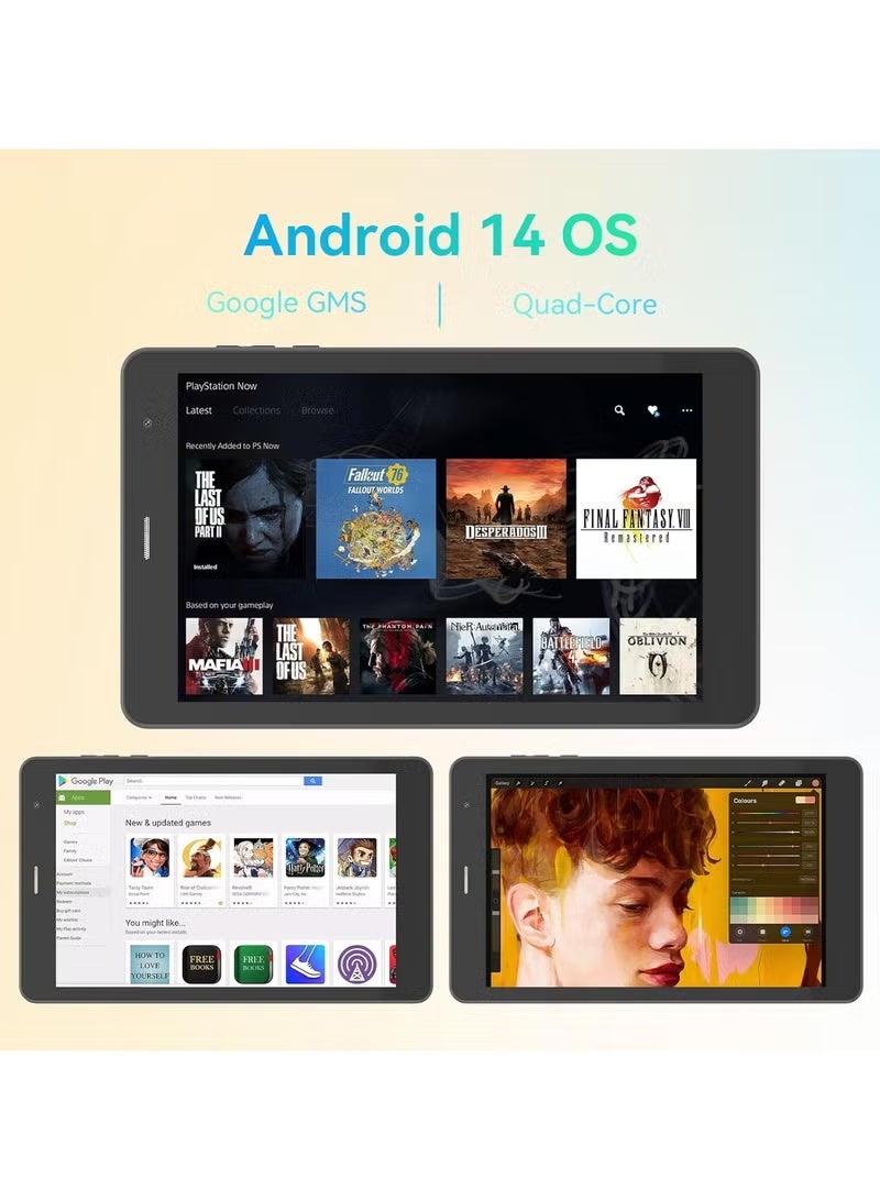 REBENUO CM828 8-Inch Android 14 Tablet, 8GB RAM, 512GB ROM, SIM Card Slot, WiFi Connectivity, Dual Camera, HD IPS Touchscreen Display, Quad-Core Processor, Portable Tablet PC with Large Storage for Work, Study, Gaming, Streaming, Browsing & Travel, Black - Image 4