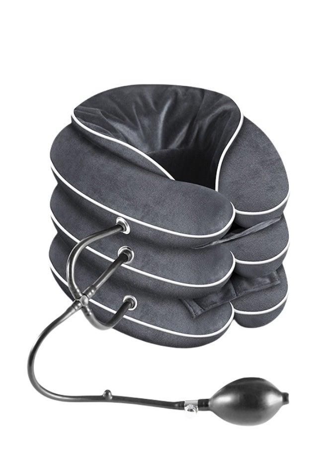 Ru syanl Cervical Neck Traction Device for Neck Pain Relief Inflatable Washable Neck Traction Pillow for Neck Decompression Neck Tension Relief (Grey)  - Image 1