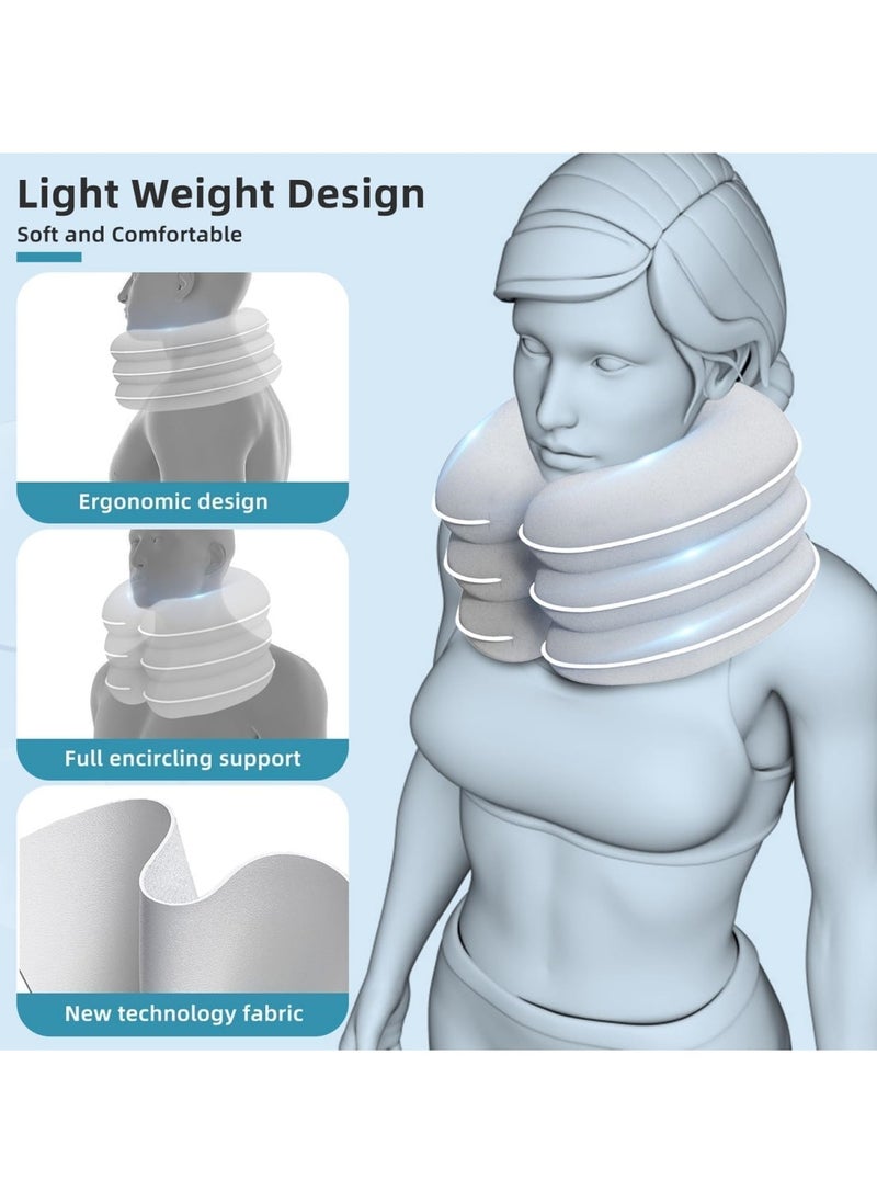 Ru syanl Cervical Neck Traction Device for Neck Pain Relief Inflatable Washable Neck Traction Pillow for Neck Decompression Neck Tension Relief (Grey)  - Image 3