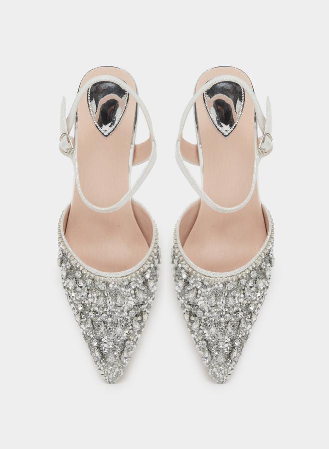 Take Two Embellished Transparent Heel Sandals - Image 3