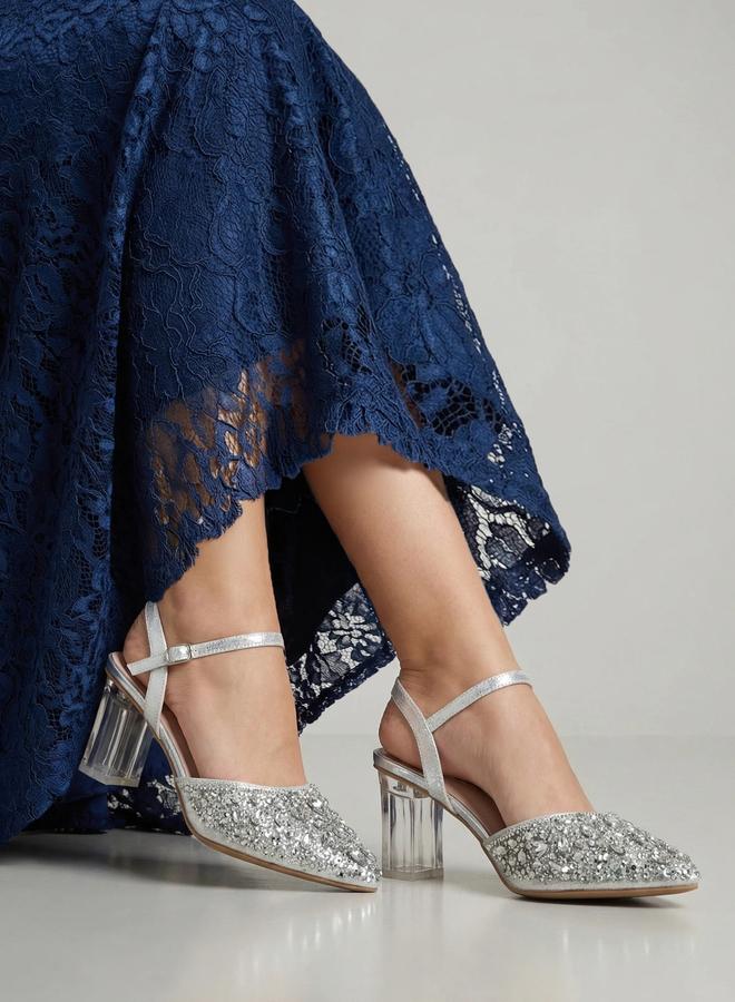 Take Two Embellished Transparent Heel Sandals - Image 5