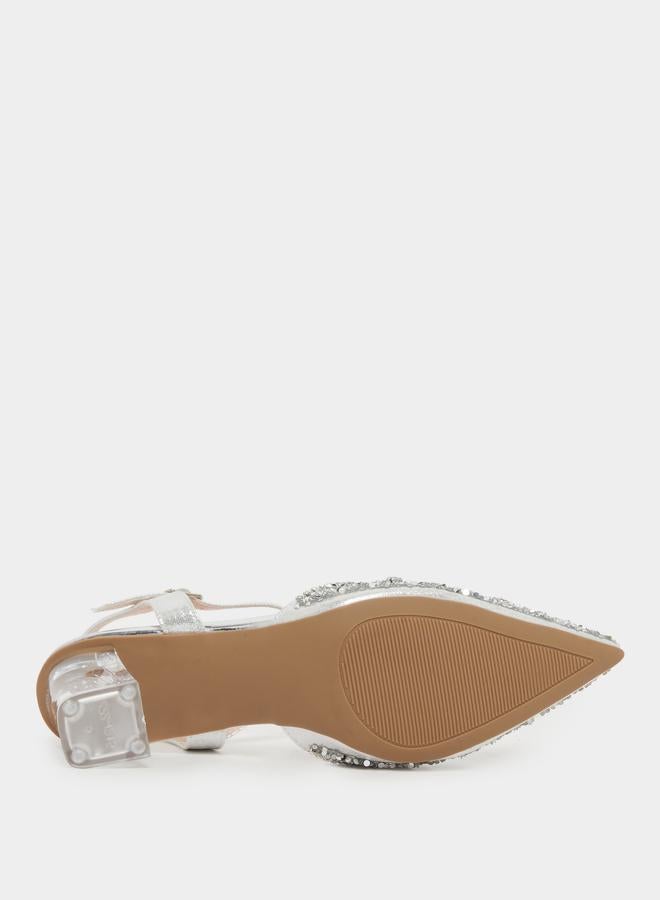 Take Two Embellished Transparent Heel Sandals - Image 4