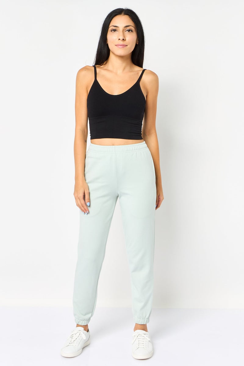 Core Elements Women Regular Fit Solid Jogger Pants, Mint - Image 3