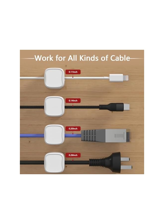 Green Tiger 6 Pack Magnetic Cable Clips, Cord Organizer Adhesive Cable Clips, Wire Holder Keeper Organizer Management for Home,Office, Car Wall Desktop Nightstand (White) - Image 2