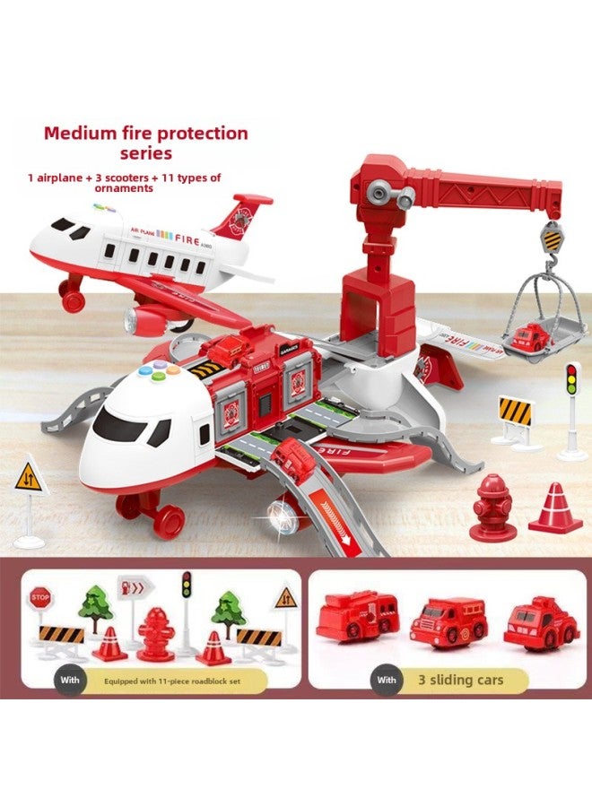 Children's Toy Storage Airplane Small Boys Police Firefighter Educational Foldable Multi-functional Vehicle Hot Sale-Color:Storage Crane Aircraft (Fire Color Box) - Image 1