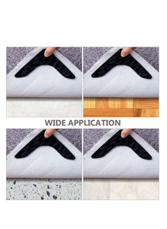 Peachjoy Black L Shape Rug Gripper Rug Tape 8 Pcs Double Sided Anti Curling Non Slip Reusable Rug Pad for Hardwood Floors, Carpets, Floor Mats in Place & Make Corner Flat and Easily Peel Off  - Image 5