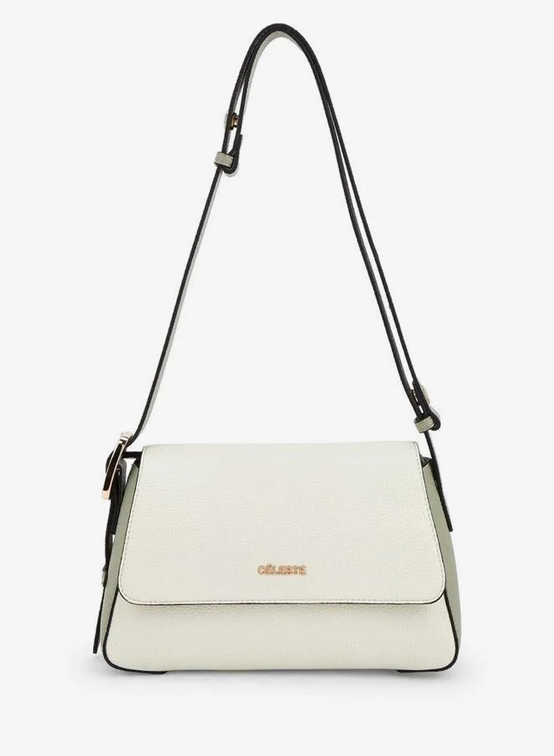 سيليست Textured Panel Shoulder Bag With Button Closure