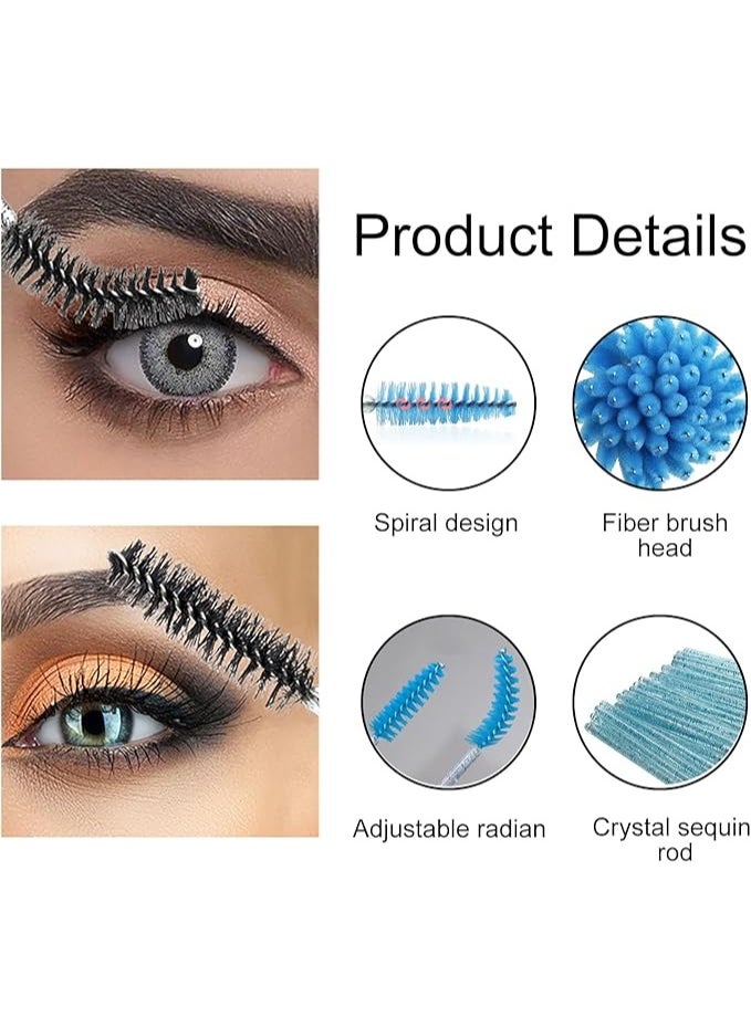 Generic - Disposable silicone lash wands – spoolie brushes for eyebrows and eyelash extensions, separator comb and microblading tool - pack of 12 pcs. (blue) - Image 1