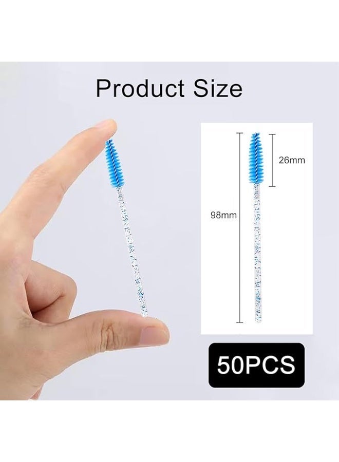 Disposable silicone lash wands – spoolie brushes for eyebrows and eyelash extensions, separator comb and microblading tool - pack of 12 pcs. (blue) - Image 4