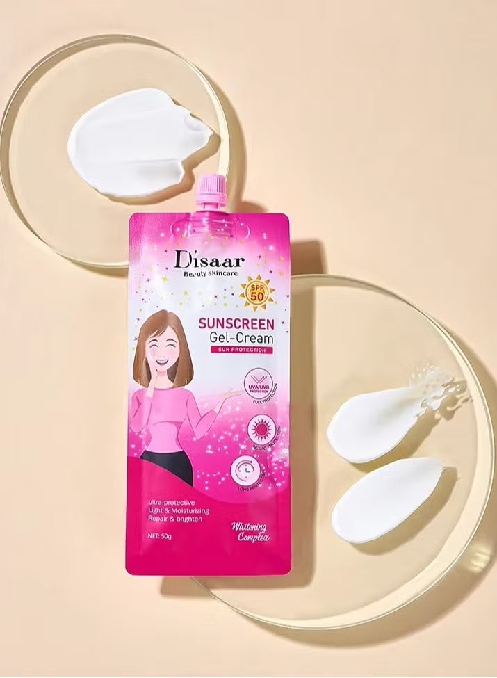 Disaar Sunscreen SPF50 Gel Cream 50g Broad Spectrum Sun Protection For Face And Body Non Greasy Lightweight For All Skin Types - Image 1