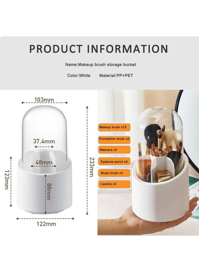 INSIME 360 Rotating Makeup brush holder with lid | Make up brush holder cosmetic organizer | Makeup brush box stand rotating organiser, 7- Slot brush holder makeup - Dustproof & Waterproof - Image 2