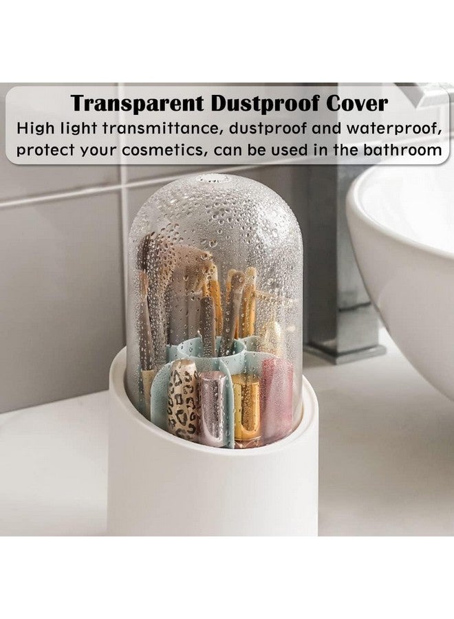 INSIME 360 Rotating Makeup brush holder with lid | Make up brush holder cosmetic organizer | Makeup brush box stand rotating organiser, 7- Slot brush holder makeup - Dustproof & Waterproof - Image 5