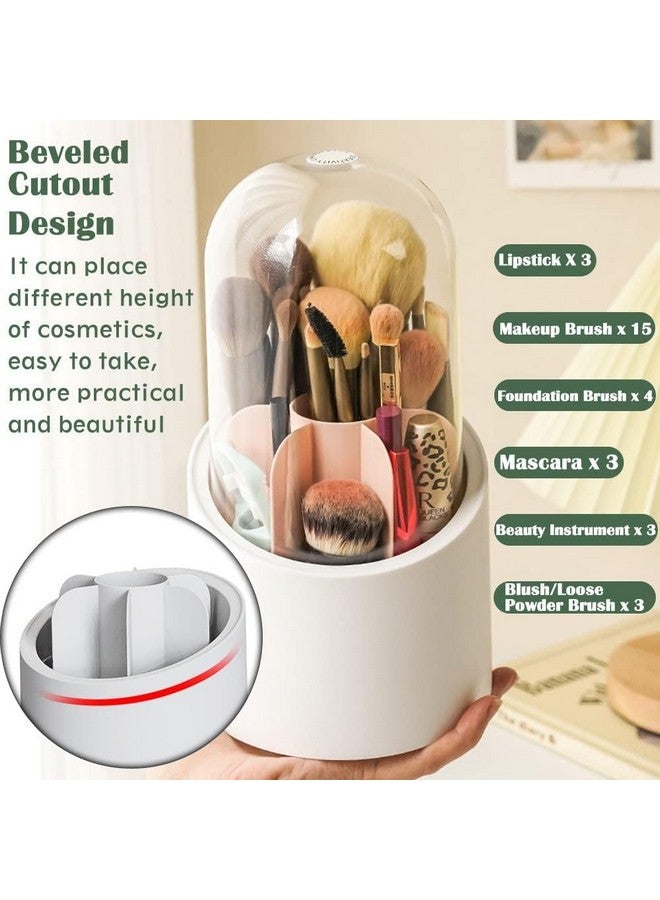 INSIME 360 Rotating Makeup brush holder with lid | Make up brush holder cosmetic organizer | Makeup brush box stand rotating organiser, 7- Slot brush holder makeup - Dustproof & Waterproof - Image 4