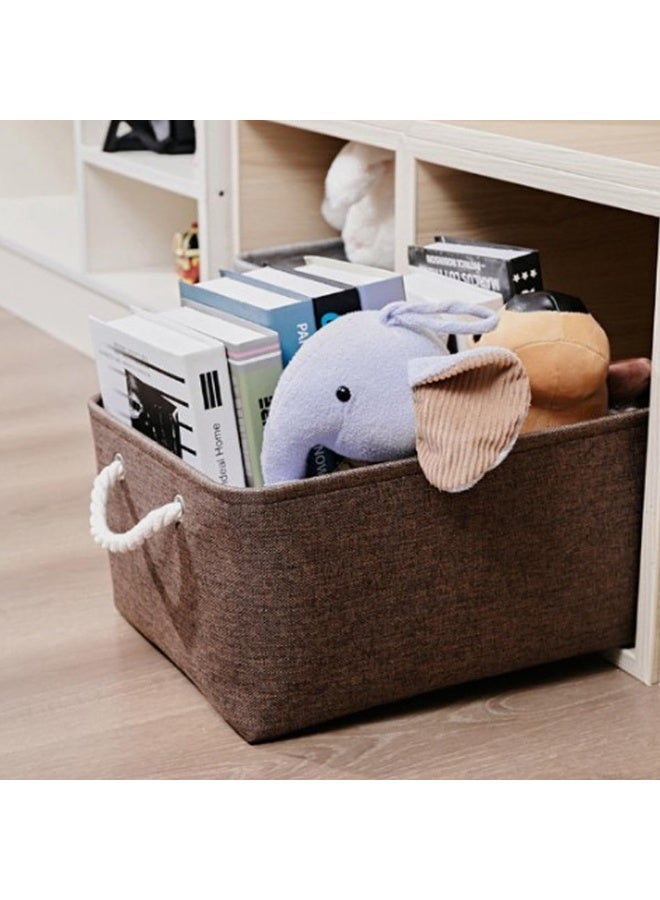 ECVV 3-Piece Collapsible Rectangular Storage Basket with Handles, Storage Bins Organizer Shelf Basket for Organizing Shelves, Closets, Clothes, and Toy (Brown) Brown - Image 1