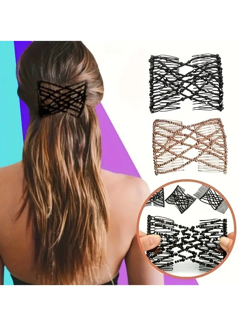 Goolsky 1pc Magic Hair Comb Vintage Bead Stretchy Magic Clip Comb Crystal Stretch Faux Pearls Decor Hair Accessories Hair Jewelry Hair Styling Decoration  - Image 4