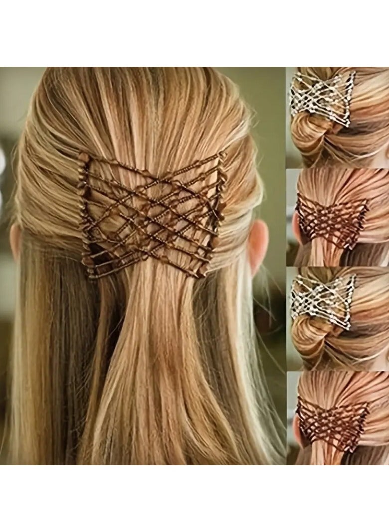 Goolsky 1pc Magic Hair Comb Vintage Bead Stretchy Magic Clip Comb Crystal Stretch Faux Pearls Decor Hair Accessories Hair Jewelry Hair Styling Decoration  - Image 5