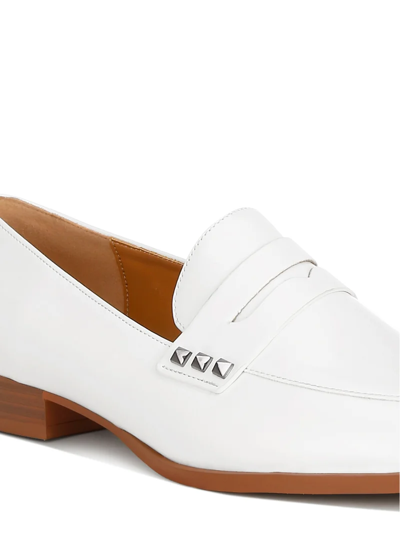 London Rag Patent Pleather Penny Loafers in Off White