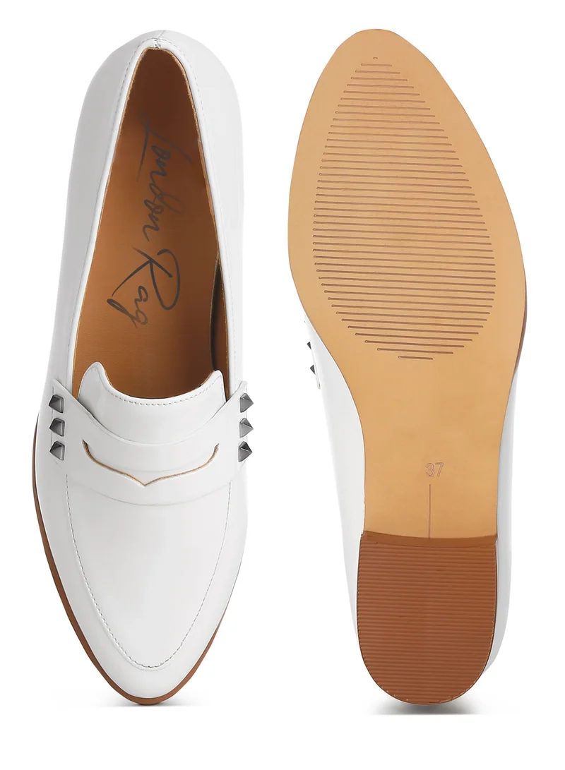 London Rag Patent Pleather Penny Loafers in Off White