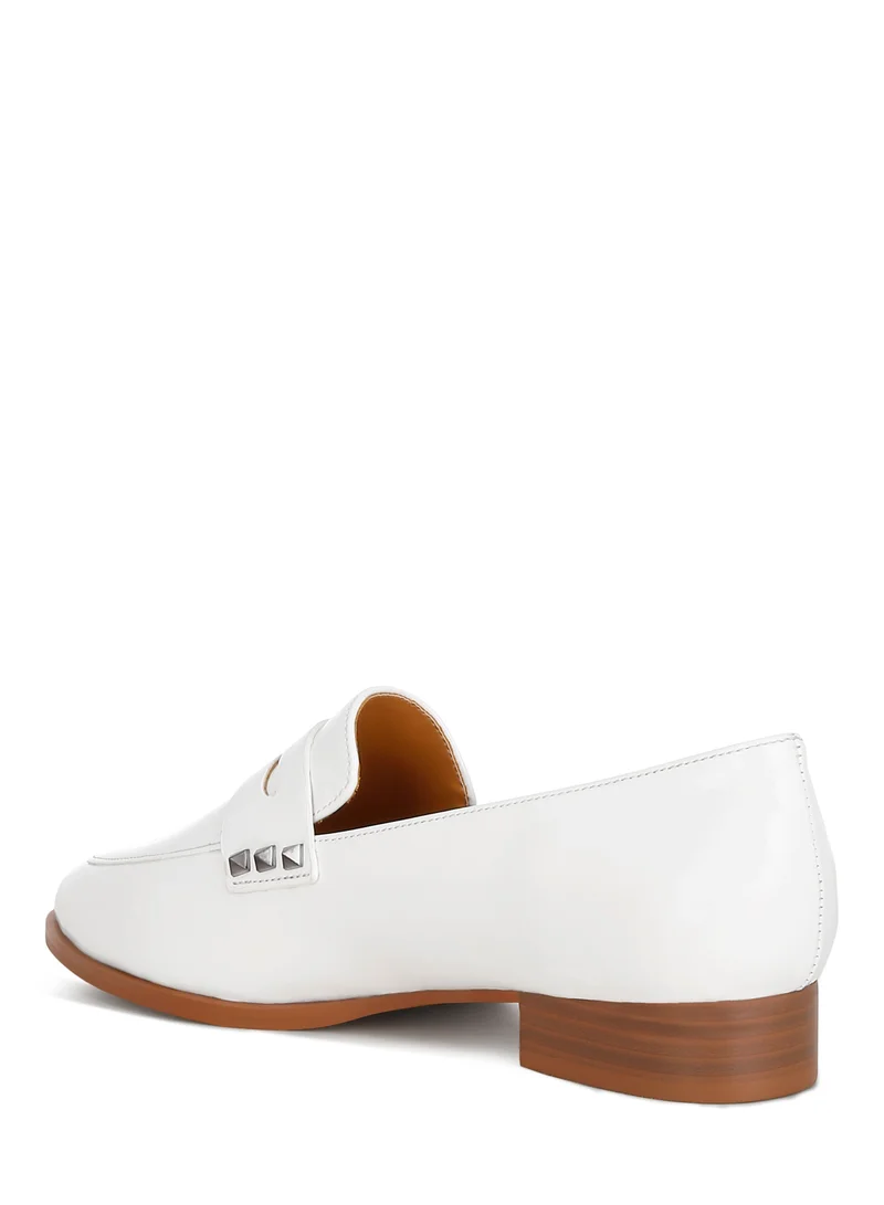 London Rag Patent Pleather Penny Loafers in Off White