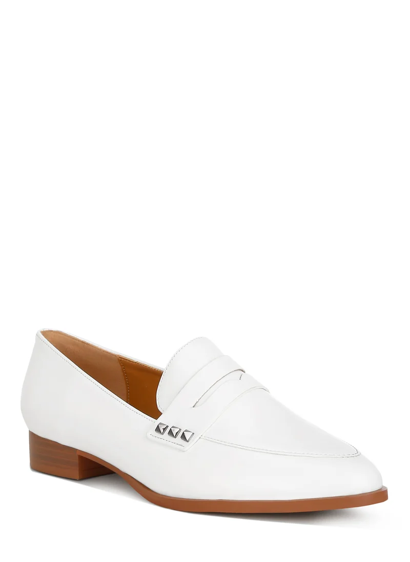 London Rag Patent Pleather Penny Loafers in Off White