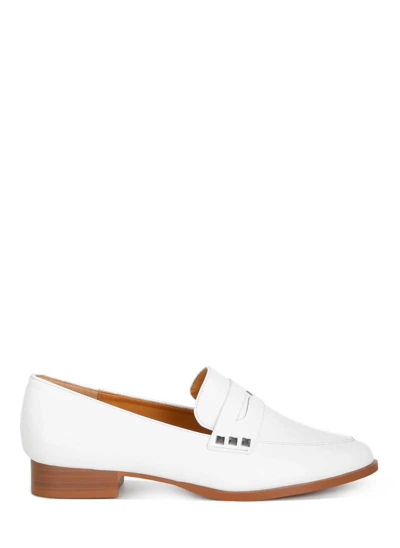 London Rag Patent Pleather Penny Loafers in Off White