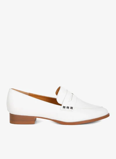 London Rag Patent Pleather Penny Loafers in Off White